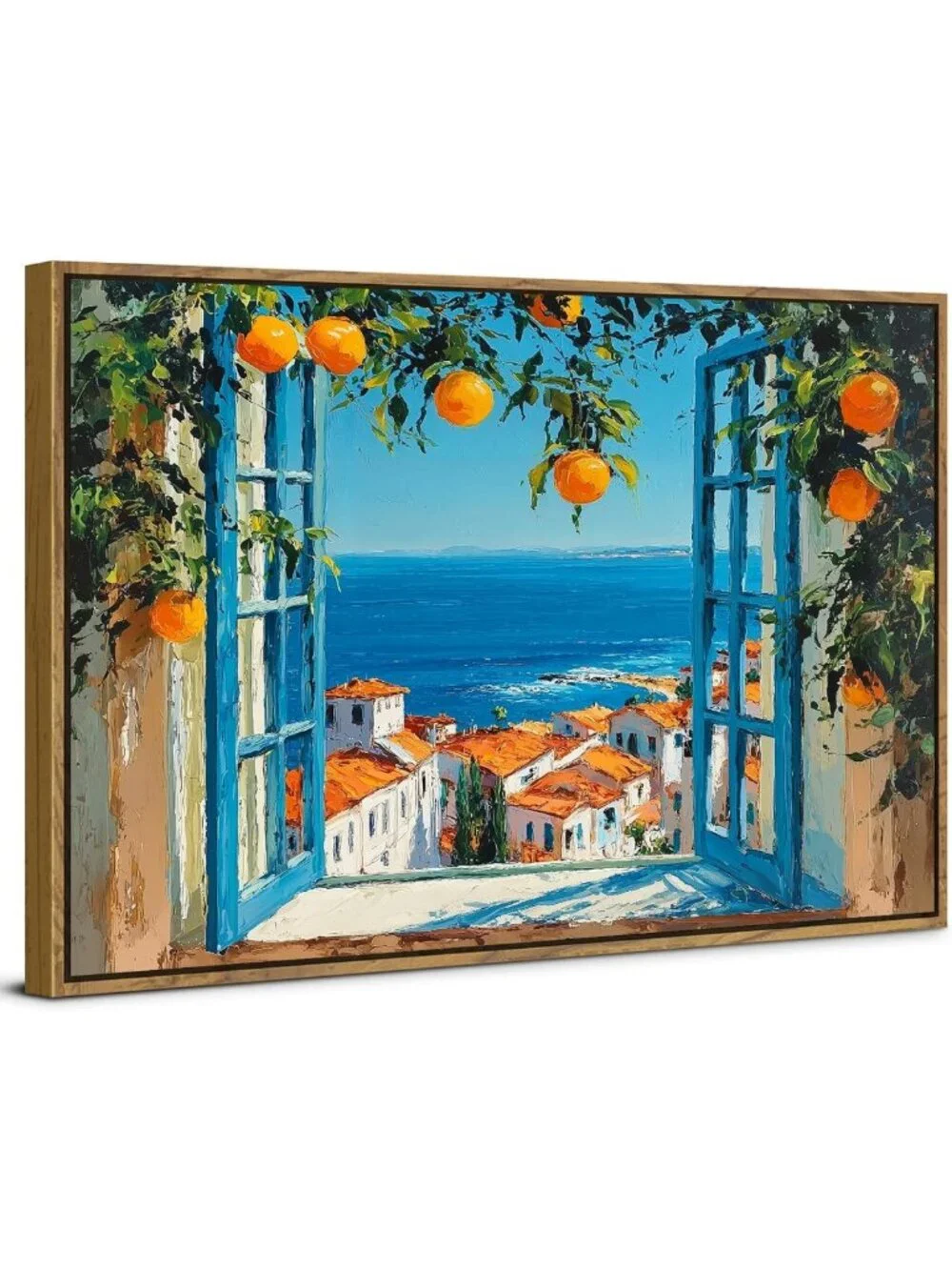 Coastal Blue Wall Art - Vintage Framed Seascape Decor for Living Room & Bedroom